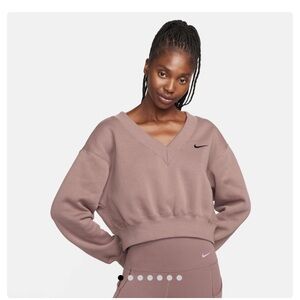 Nike Phoenix Fleece Mauve V-Neck Sweatshirt Size XL